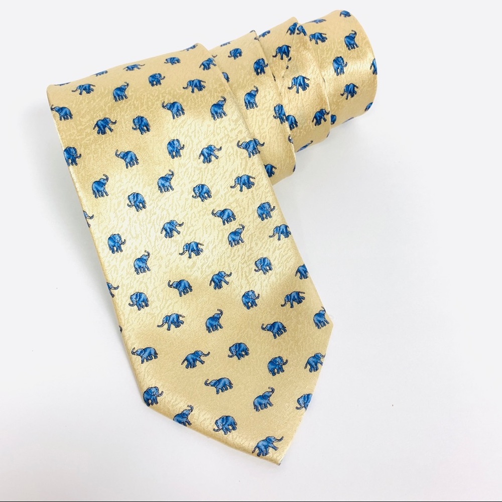 Campia 100% Silk Blue Elephant Tie